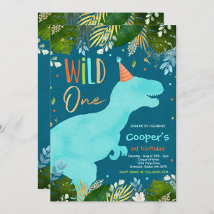 Invitation Dinosaur Wild One Birthday Boy Dinosaur Anniversai