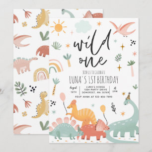 Invitation Dinosaur Wild Un 1er anniversaire fête