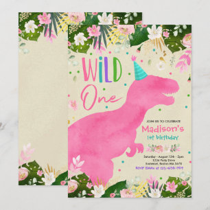 Invitation Dinosaur Wild Un Anniversaire Dinosaure Rose Anniv