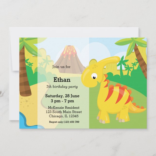 Invitation Dinosaure adorable (Devant)