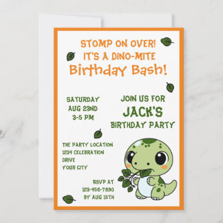 Invitation Dinosaure amusant thème Toddler l'anniversaire du