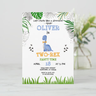 Invitation Dinosaure Anniversaire Garçon aquarelle violet jau