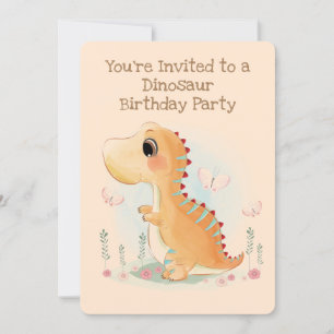 Invitation Dinosaure bébé Brown fête d'anniversaire