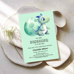 Invitation Dinosaure Bébé mignon avec son Baby shower d'oeufs