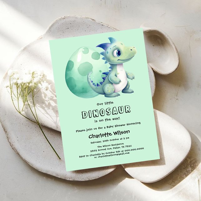 Invitation Dinosaure Bébé mignon avec son Baby shower d'oeufs (Créateur téléchargé)