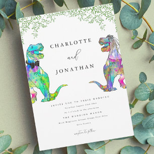 Invitation Dinosaure coloré Mariage à thème