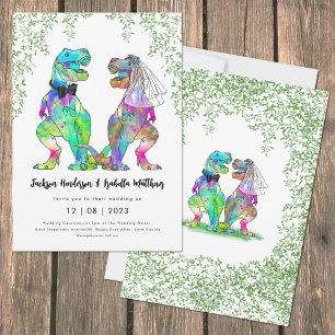 Invitation Dinosaure coloré Mariage à thème