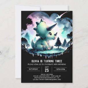 Invitation Dinosaure de Bohême Tricératops Anniversaire