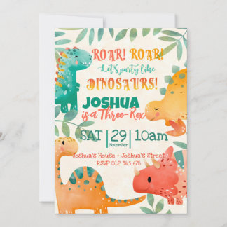 Invitation Dinosaure de printemps