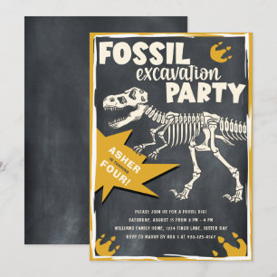 Invitation Dinosaure d'excavation des fossiles fête d'anniver