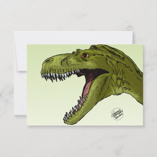 Invitation Dinosaure d'hurlement T-Rex par Geraldo Borges (Devant)
