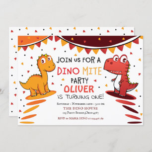 Invitation Dinosaure Dinomite Colorée