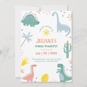 Invitation Dinosaure Enfant Orange Et Vert