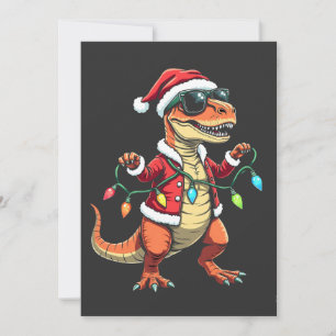 Invitation Dinosaure enveloppé de lumières de Noël Chapeau de