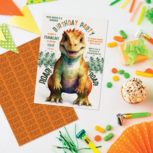 Invitation Dinosaure géant Aquarelle Boy's Birthday Party (Créateur téléchargé)