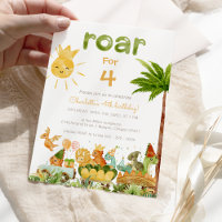 Dinosaure moderne Roar pour quatre fête d'annivers
