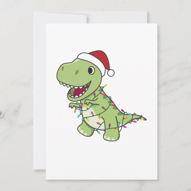 Invitation Dinosaure Noël Neige hiver T-Rex Dino Adult Cl (Devant)