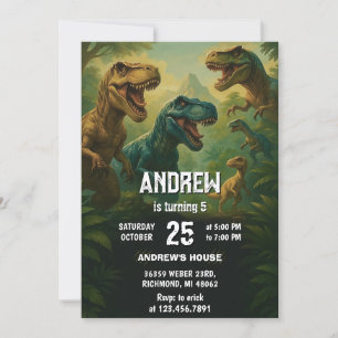 Invitation Dinosaure personnel T-Rex fête d'anniversaire