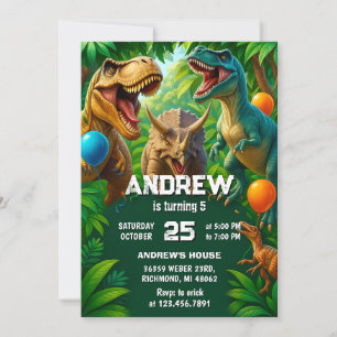 Invitation Dinosaure personnel T-Rex fête d'anniversaire Dino