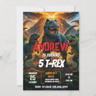 Invitation Dinosaure personnel T-Rex fête d'anniversaire pour