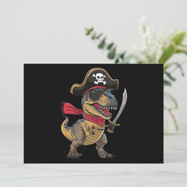 Invitation Dinosaure Pirate T-Rex Drôle Costume Halloween (Debout devant)