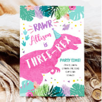 Dinosaure Rose Trois Rex Fille 3e Anniversaire En