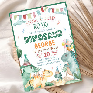 Invitation Dinosaure Stomp Chomp Et Roar T-Rex Anniversaire