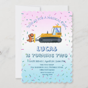 Invitation Dinosaure tracteur Camion fête d'anniversaire do-i
