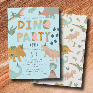 Invitation Dinosaures Boho Fête Dino Animaux Anniversaire Ble