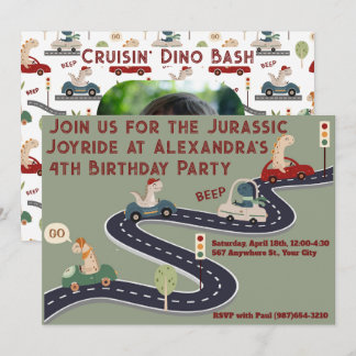 Invitation Dinosaures colorés préhistoriques personnalisés