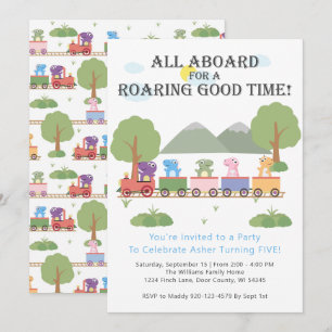 Invitation Dinosaures En Train Anniversaire