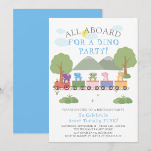 Invitation Dinosaures En Train Anniversaire