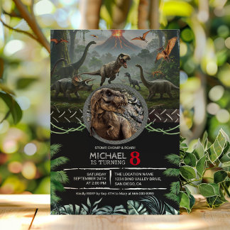 Invitation Dinosaures Jurassique Anniversaire Fête Stomp Chom