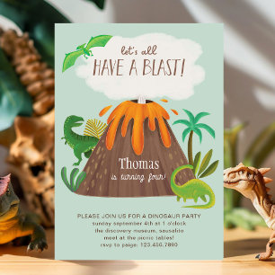 Invitation Dinosaures Vulcain Fête D'Anniversaire De La Jungl