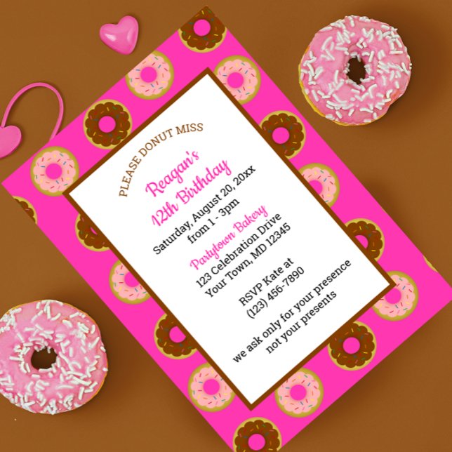 Invitation Dinuts arrosés Toutes les occasions Fête rose (Créateur téléchargé)