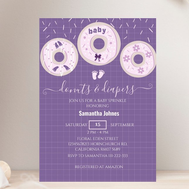 Invitation Dinuts de lavande et diaphères Baby shower d'arros (Créateur téléchargé)