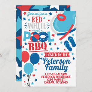Invitation d'invitation 4 juillet BBQ Party