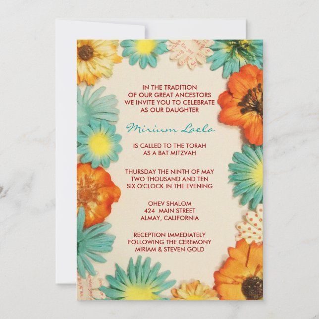 Invitation d'invitation Aqua Bat mitzvah (Devant)