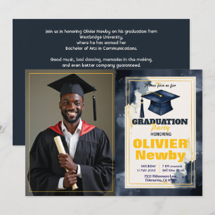 Invitation 🎓Diplôme à mise en page partagée aquarelle avec c