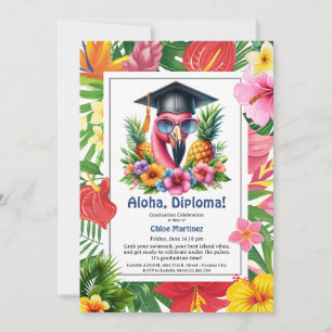 Invitation Diplôme Aloha ! Fête de remise des diplômes tropic