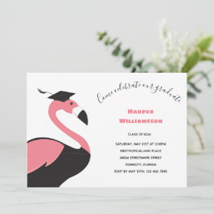 Invitation Diplôme animal Flamant rose rose amusant