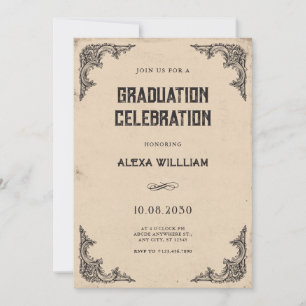 Invitation Diplôme baroque vintage