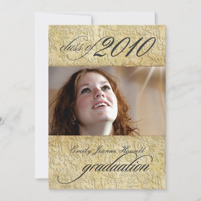 Invitation Diplôme baroque Vintage de Damas (Devant)