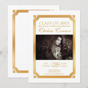 Invitation Diplôme 🎓 blanc et or