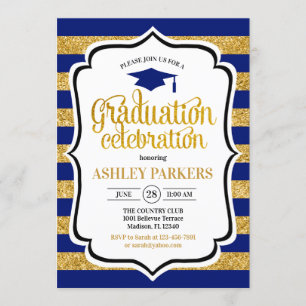 Invitation Diplôme - Bleu de la marine