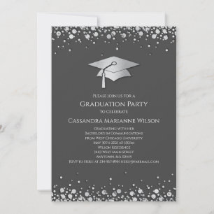 Invitation Diplômé Bleu et Argent