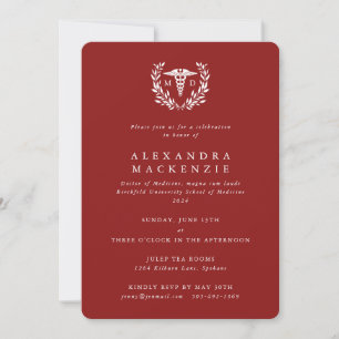 Invitation Diplôme Caducée MD+Couronne de Laurier