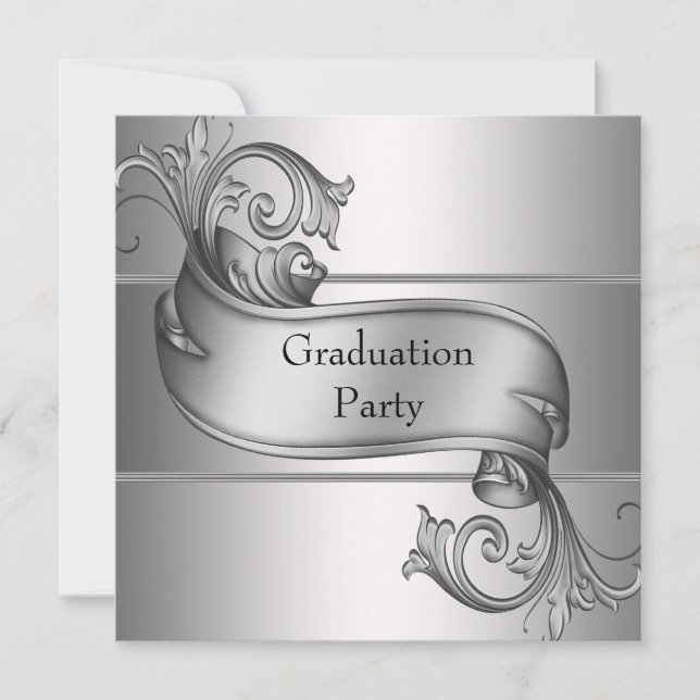 Invitation Diplôme d'argent Black Graduation Party (Devant)