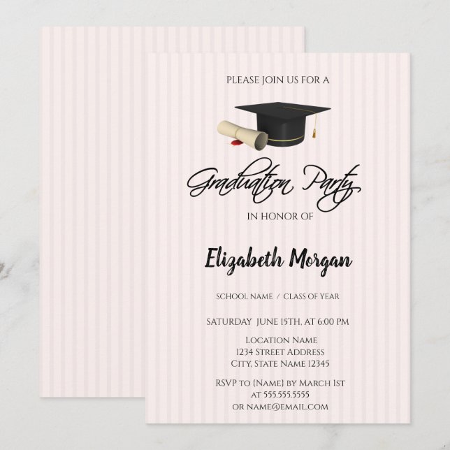 Invitation Diplôme de diplôme de fin d'études supérieures Dip (Devant / Derrière)