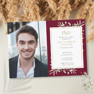 Invitation Diplôme de doctorat Bourgogne Verdure Photo de rem